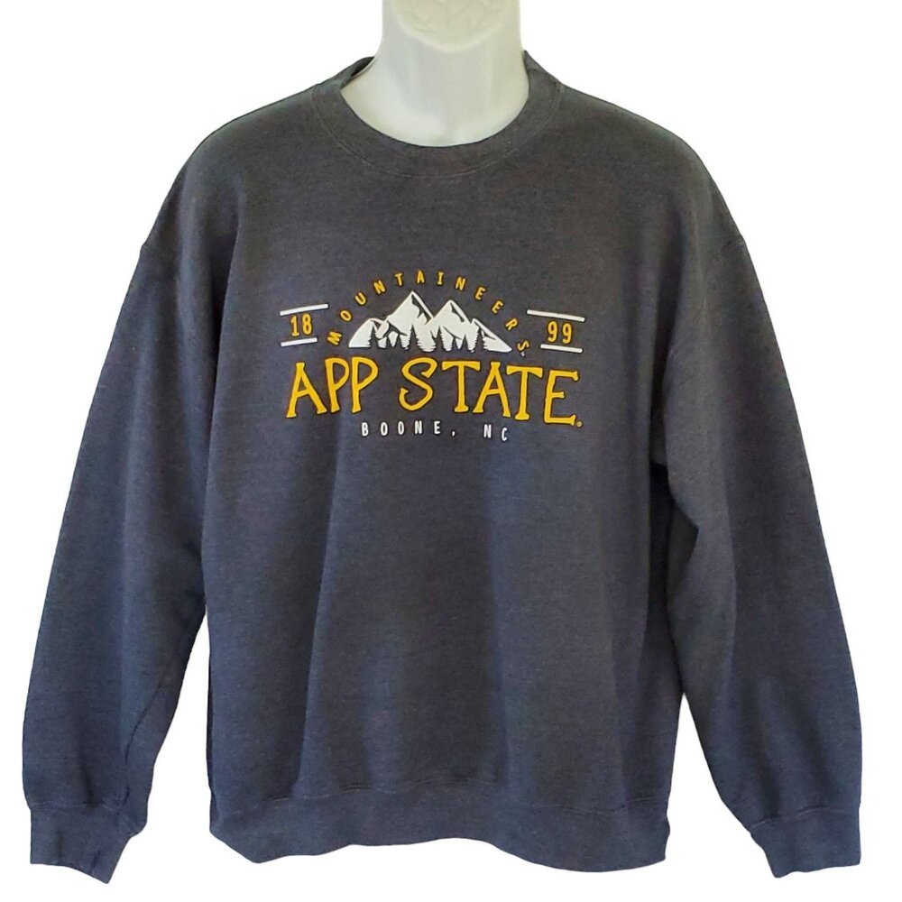 App State Boone NC Sweatshirt Large Gildan Fleece Heavy Blend Pullover Knit
